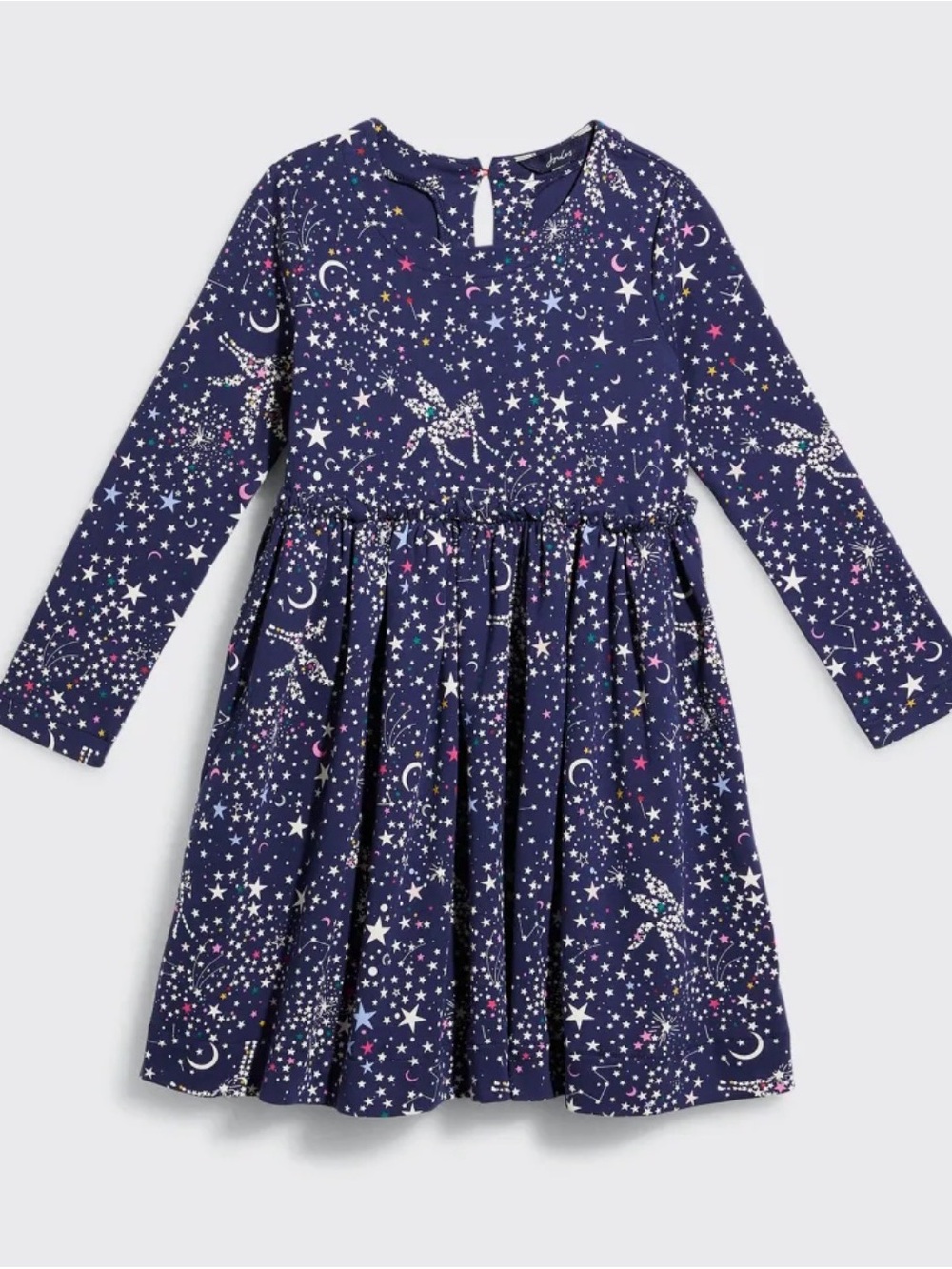 Joules Hampton Navy Girls' Celestial Long Sleeve Dress with Stars & Moons